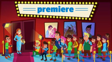 Vektör İllüstrasyon Sinema Premiere Karikatür Düz.