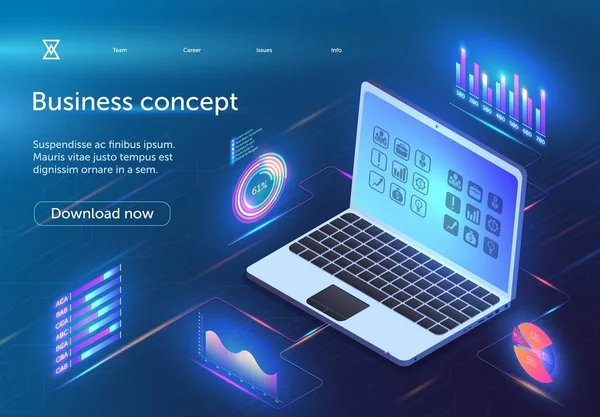 Conceito de negócio. Infográfico analítico financeiro . — Vetor de Stock