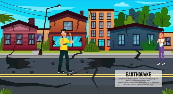 Crack In Earth after Earthquake, Natural Disaster. — Stock Illustration Crack In Earth after Earthquake, Natural Disaster. Vector Graphics