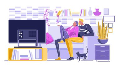 Seven Çift Evde Tv Seti Film İzliyor.