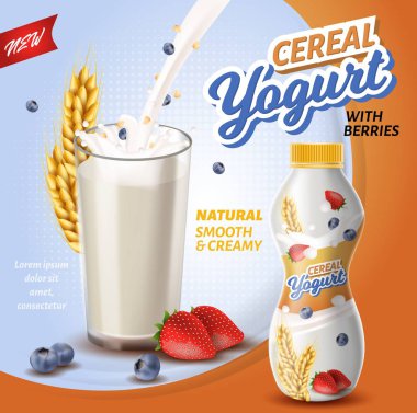 Poster Çilek ile Tahıl Yoğurt Yazılır.