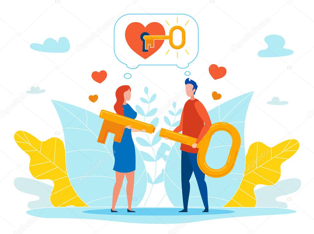 Finding Key to Loved Person Heart Vector Concept