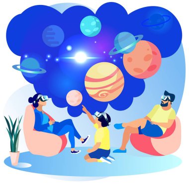 Mutlu Aile Giyen Vr Gözlük Ler Astronomi Engage
