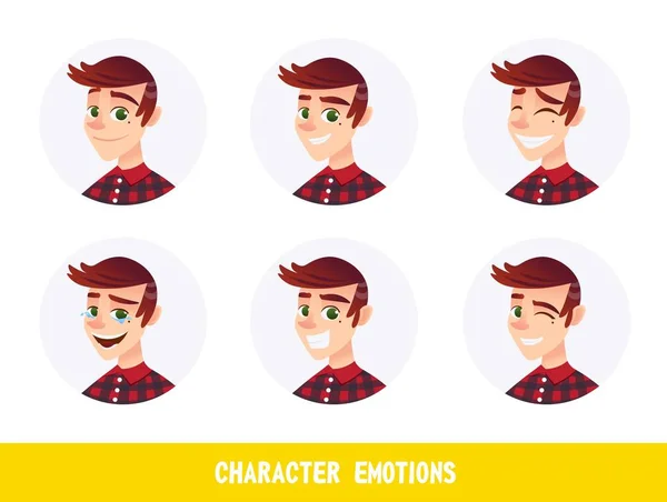 Flyer Character Emotions Lettering Cartoon Flat. - Stok Vektor