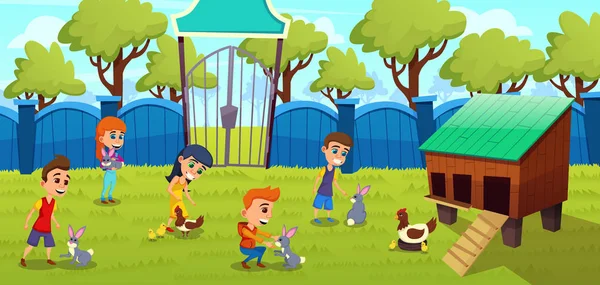 Petting Zoo, Farm for Kids Cartoon Vector koncepció — Stock Vector