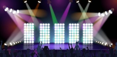 Banner Büyük Konser Sahne Vektör İllüstrasyon.