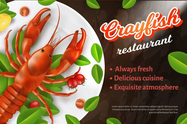 Banner de publicidade de restaurante de frutos do mar, lagostim — Vetor de Stock