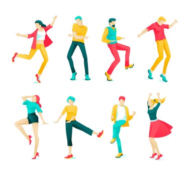 Banner Koleksiyonu Dans İnsanlar Karikatür Düz. 