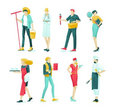 Banner Koleksiyonu Çeşitli Meslekler Karikatür.