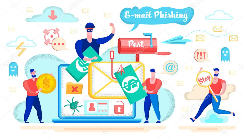 E-mail Phishing and Fraud Danger Vector Concept