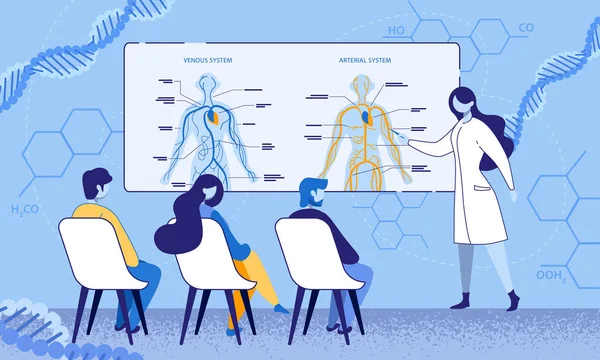 Proceso educativo en la ilustración de la oficina médica — Vector de stock