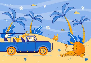 Afrika'da Safari Jeep Sürüş Turistler, Safari