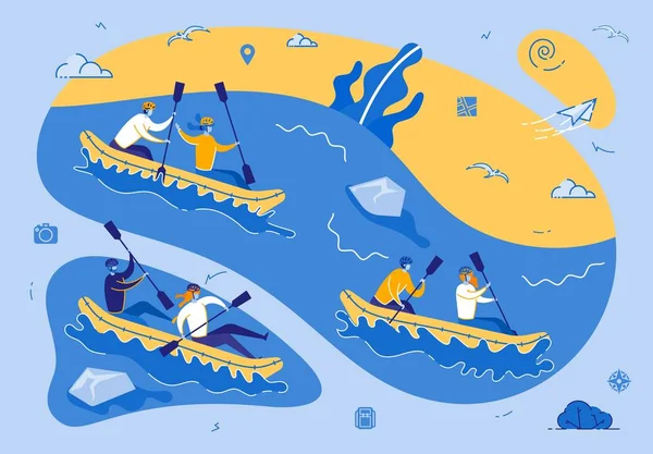 Kayak o Rafting Sport Competition. Extremo. — Vector de stock