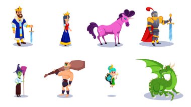 Fairy Tales Cartoon Fantasy Characters Vector. clipart