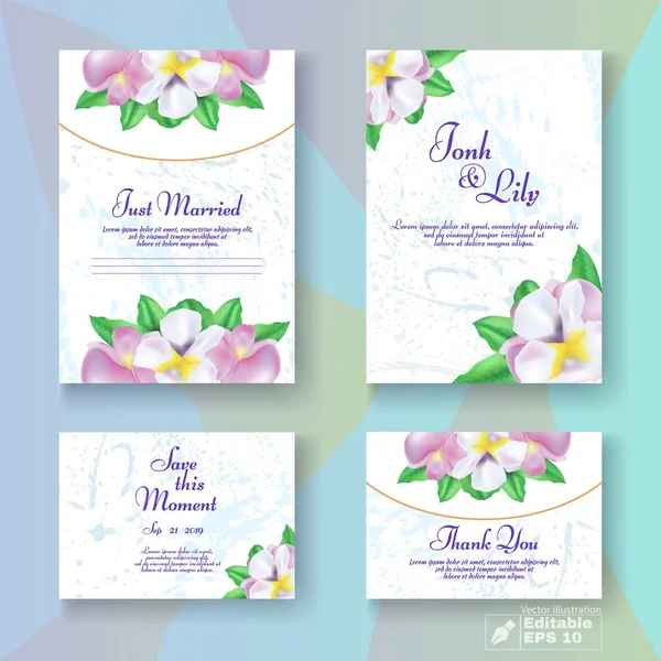 Editierbare Hochzeitskarte im floralen romantischen Stil — Stockvektor
