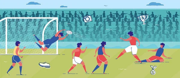 Týmový fotbal nebo fotbal na travním hřišti. — Stockový vektor