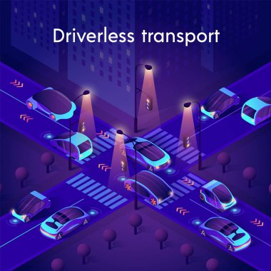 Sürücüsüz Nakliyat Neon. Otonom Akıllı Arabalar