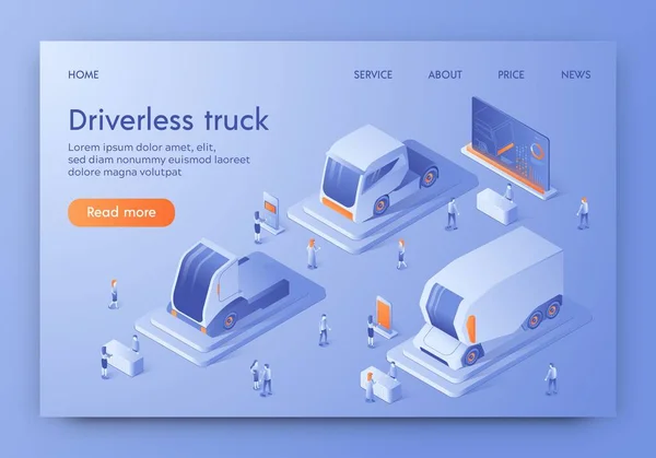 Banner de camión sin conductor Auto no tripulado, Coches futuros — Vector de stock