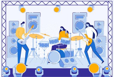 Sahnede Işıkla Performans Sergileyen Müzisyenler, Konuşmacı.