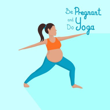 Hamile Kadın Yoga Warrior Pose Poster yapıyor