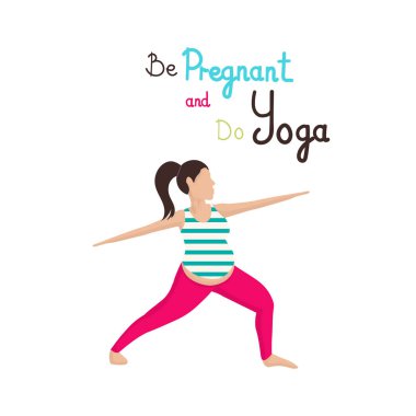 Prenatal Yoga Egzersiz Düz Vektör İllüstrasyon