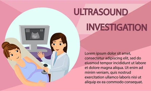 Ultrasonido Foetus Scanning Web Banner Template — Archivo Imágenes Vectoriales