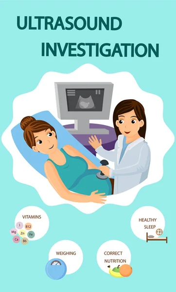 Modello vettoriale piatto del volantino diagnostico ad ultrasuoni — Vettoriale Stock