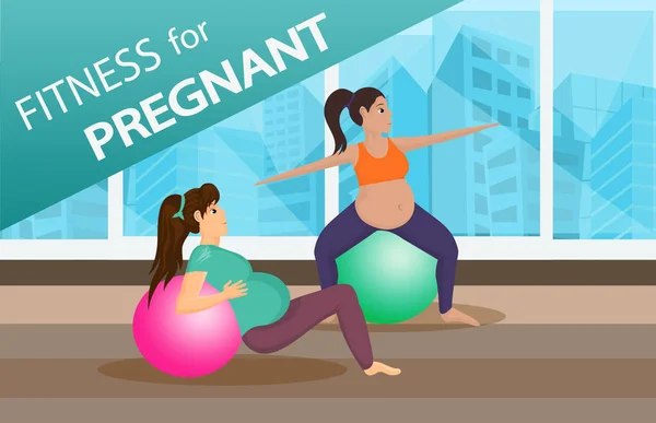 Amigos embarazadas entrenando juntos Web Banner — Archivo Imágenes Vectoriales