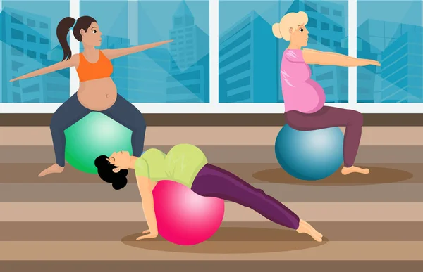 Prenatal Pilates Klasa płaski wektor ilustracja — Wektor stockowy