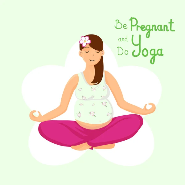 Prenatal Yoga Exercise Technique Flat Illustration — Stock Vector