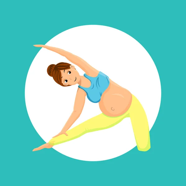Schwangere beim Yoga posiert flach — Stockvektor