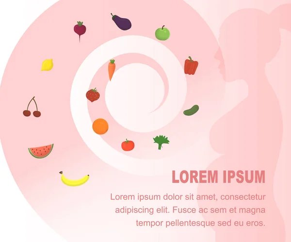 怀孕饮食海报模板与文本空间 — 图库矢量图片