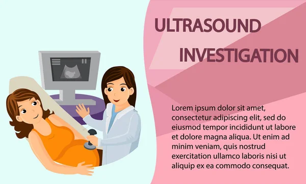Ultrasonido Diagnósticos Web Banner Vector Template — Archivo Imágenes Vectoriales