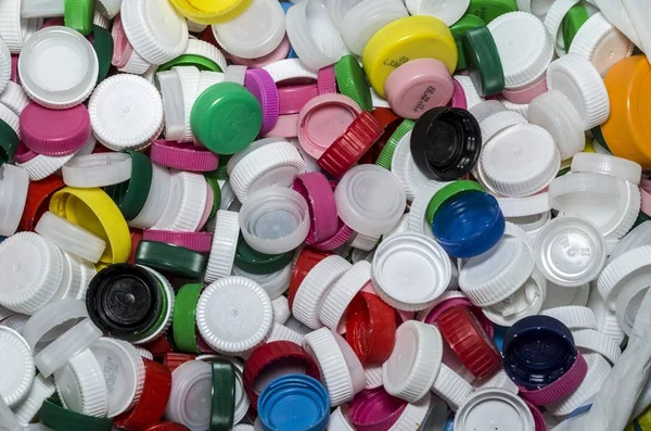Collection of plastic caps for recycling