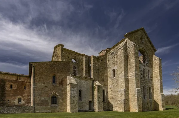 Abadía San Galgano Vista Desde Exterior Toscana Italia —  Fotos de Stock