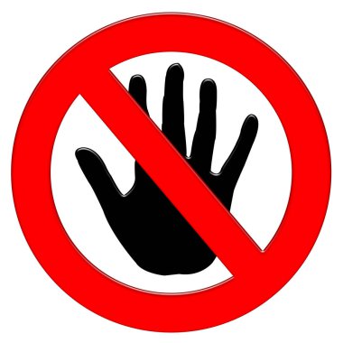 Açık el illüstrasyon simgesi ile yasaklama sembolü