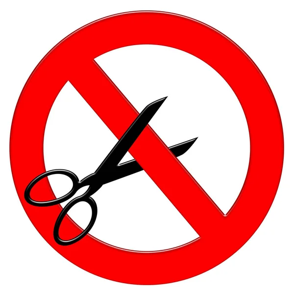 Simbolo Proibizione Con Forbici Icona Illustrazione — Foto Stock