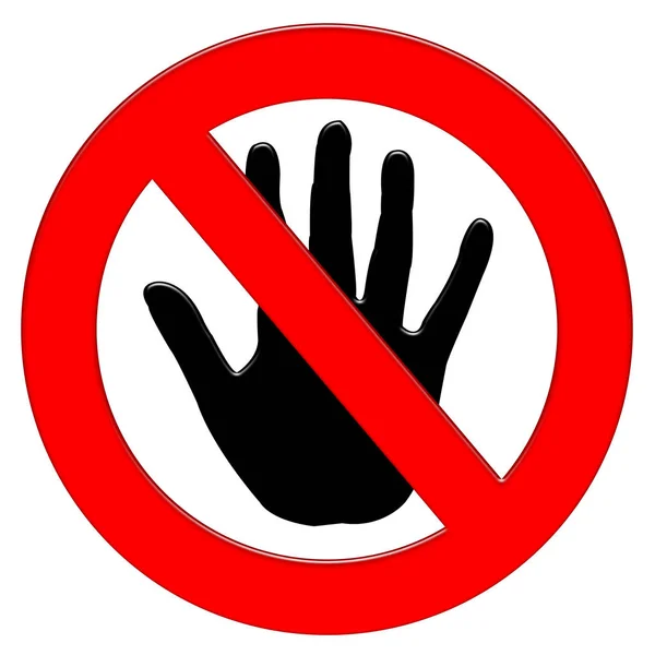 Açık el illüstrasyon simgesi ile yasaklama sembolü