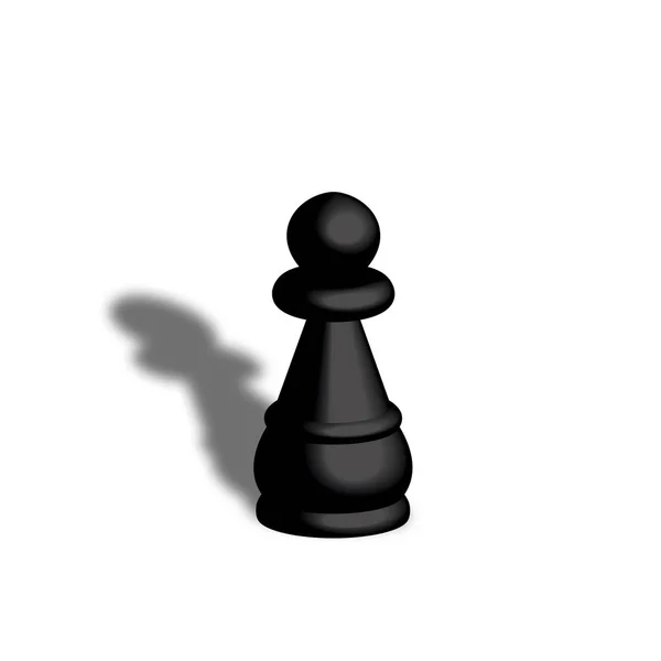 黒いチェスポーンの3Dイラスト — ストック写真
