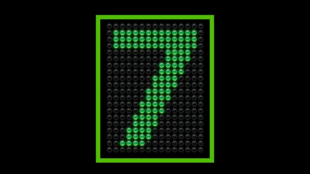 Nedräkning med siffror på en grön LED Matrix-panel — Stockvideo