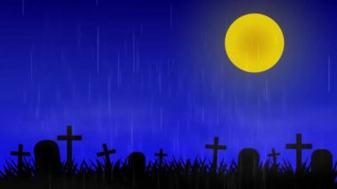 Sürekli yağmur ile Gece mezarlığı arka plan