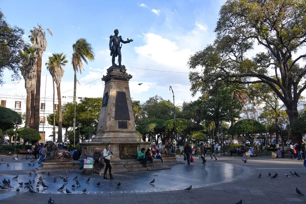 Simon Bolivar Plaza 25 de Mayo, Unesco Dünya Mirası Sucre, Bolivya heykeli