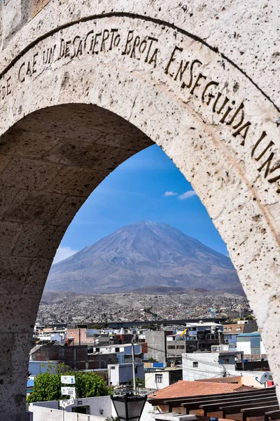 Mirador Yanahuara Avec Vue Sur Ville Arequipa Volcan Misti — Photo