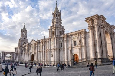 Bazilika Katedrali Arequipa Plaza de Armas, Peru, Güney Amerika.