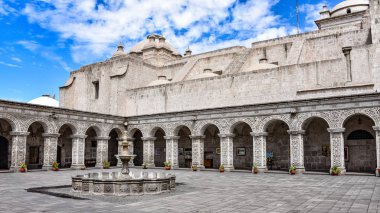 the interior courtyard and cloisters of Church of La Compania, Arequipa, Peru clipart