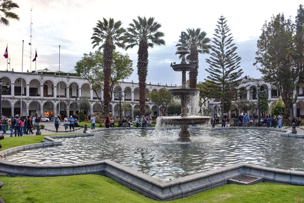 Výhled Plaza Armas Bazilika Cathdral Koloniální Budovy Arequipa Peru — Stock fotografie