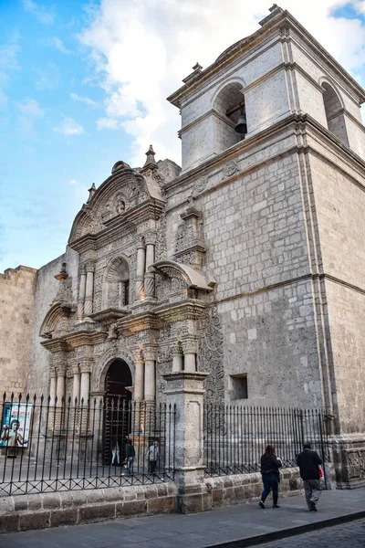 Bejárat Jezsuita Templom Cég Jézus Iglesia Compania Arequipa Peru — Stock Fotó