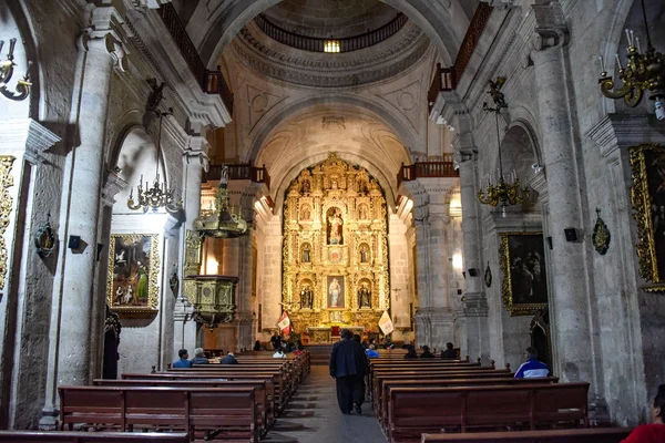 Arequipa Perú Octubre 2018 Interior Iglesia Jesuita Compania Uno Los — Foto de Stock
