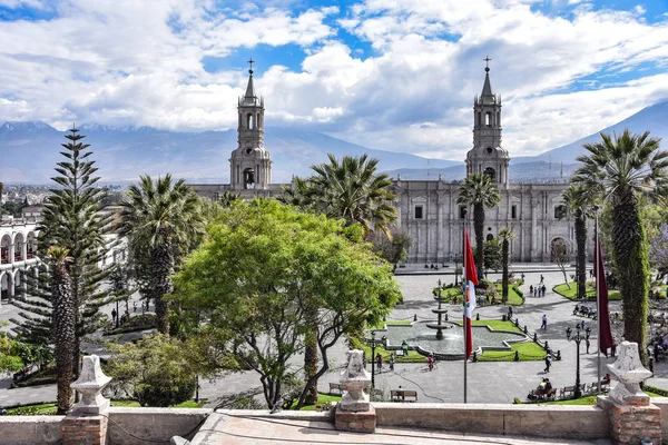 Arequipa Peru Outubro 2018 Praça Das Armas Catedral Arequipa Com — Fotografia de Stock