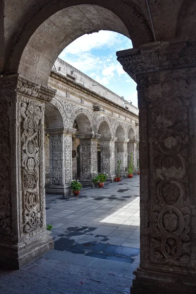 Cortile Interno Chiostri Della Chiesa Compania Arequipa Perù — Foto Stock